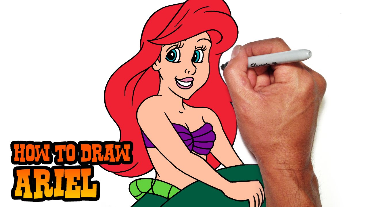 1280x720 how to draw ariel the little mermaid - Ariel Cartoon Drawing
