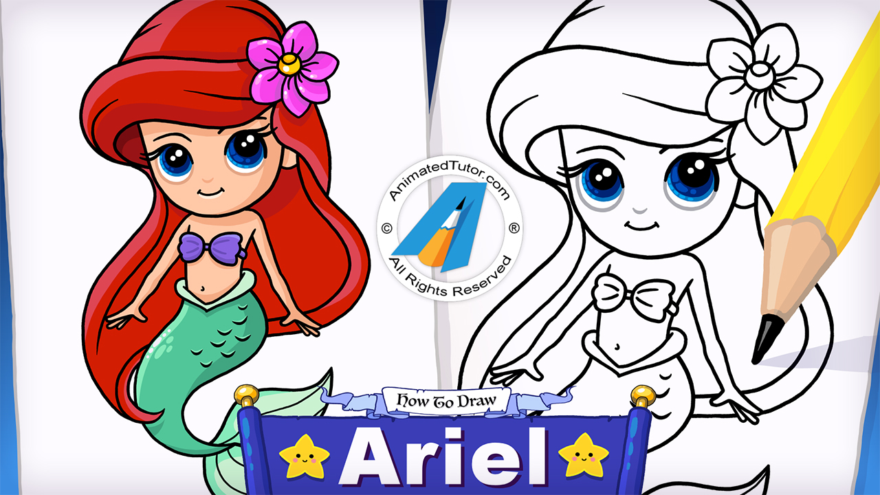 1280x720 how to draw a mermaid ariel the little mermaid - Ariel Cartoon Drawing