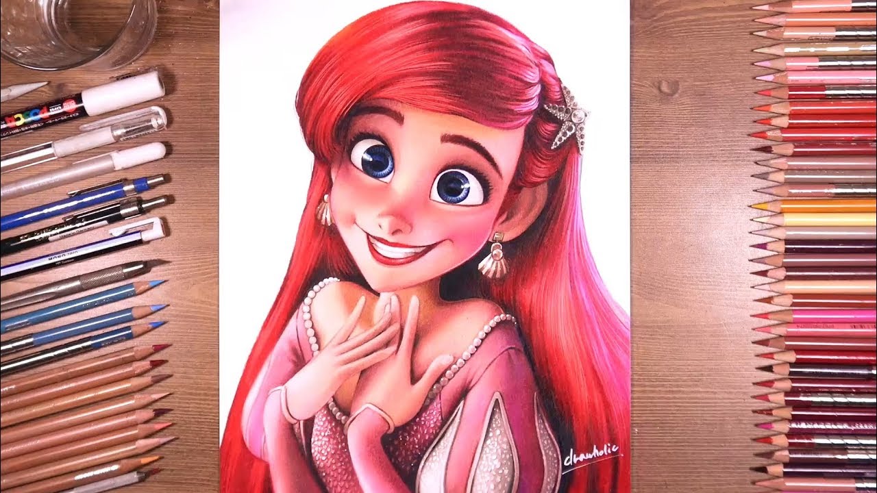 1280x720 Drawing Princess Ariel - Ariel Drawing