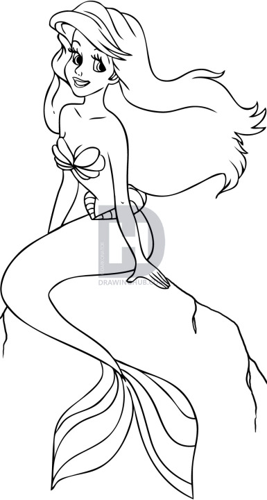 385x720 How To Draw Ariel, Step - Ariel Drawing