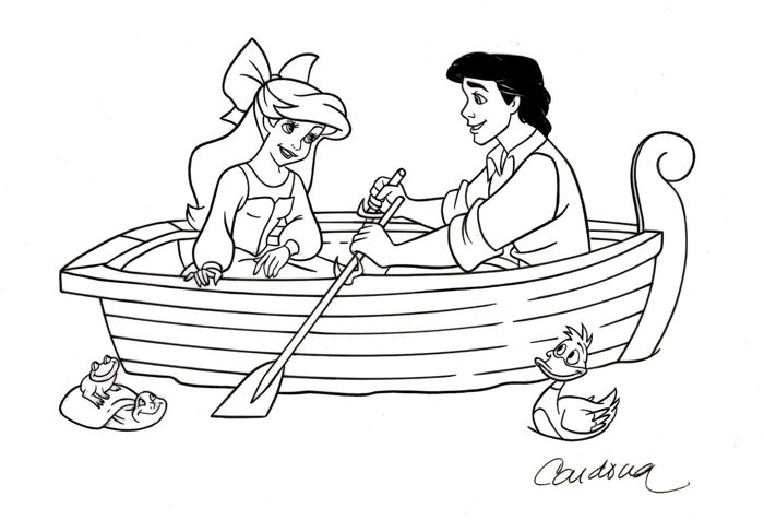 700x476 Prince Eric And Ariel In Boat - Ariel Drawing