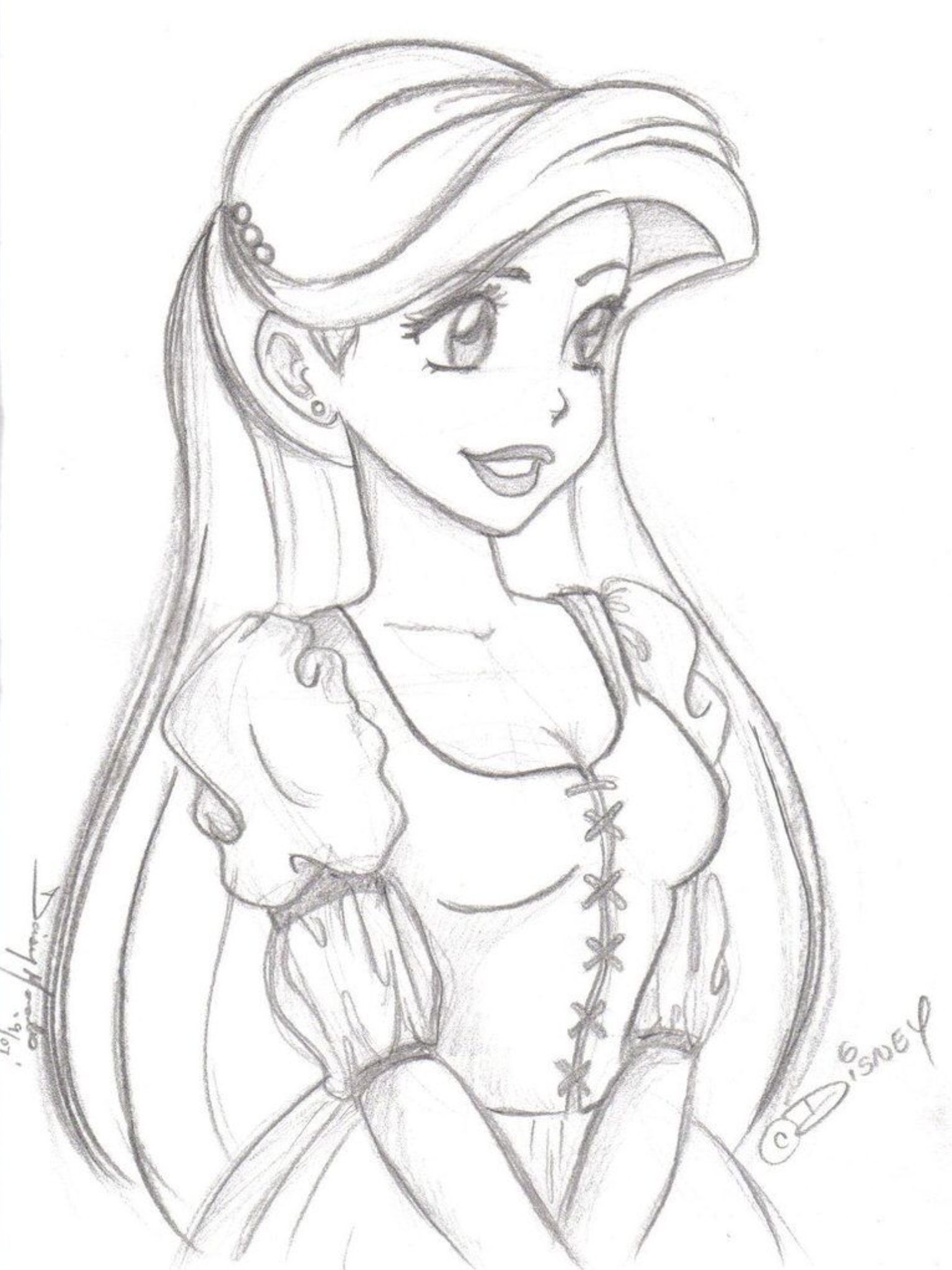 1536x2048 Ariel Drawing Flower For Free Download - Ariel Drawing
