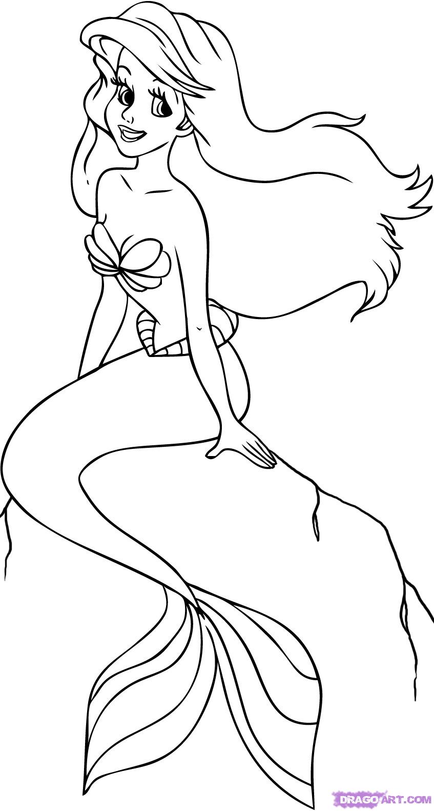 847x1581 Ariel The Little Mermaid Beautiful Image Drawing Drawing Skill - Ariel Drawing