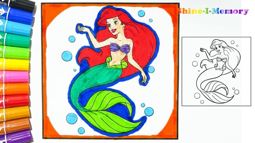 1024x576 Drawing Disney Ariel Princess Easy Ideas Colouring Books For Kids - Ariel Drawing Easy