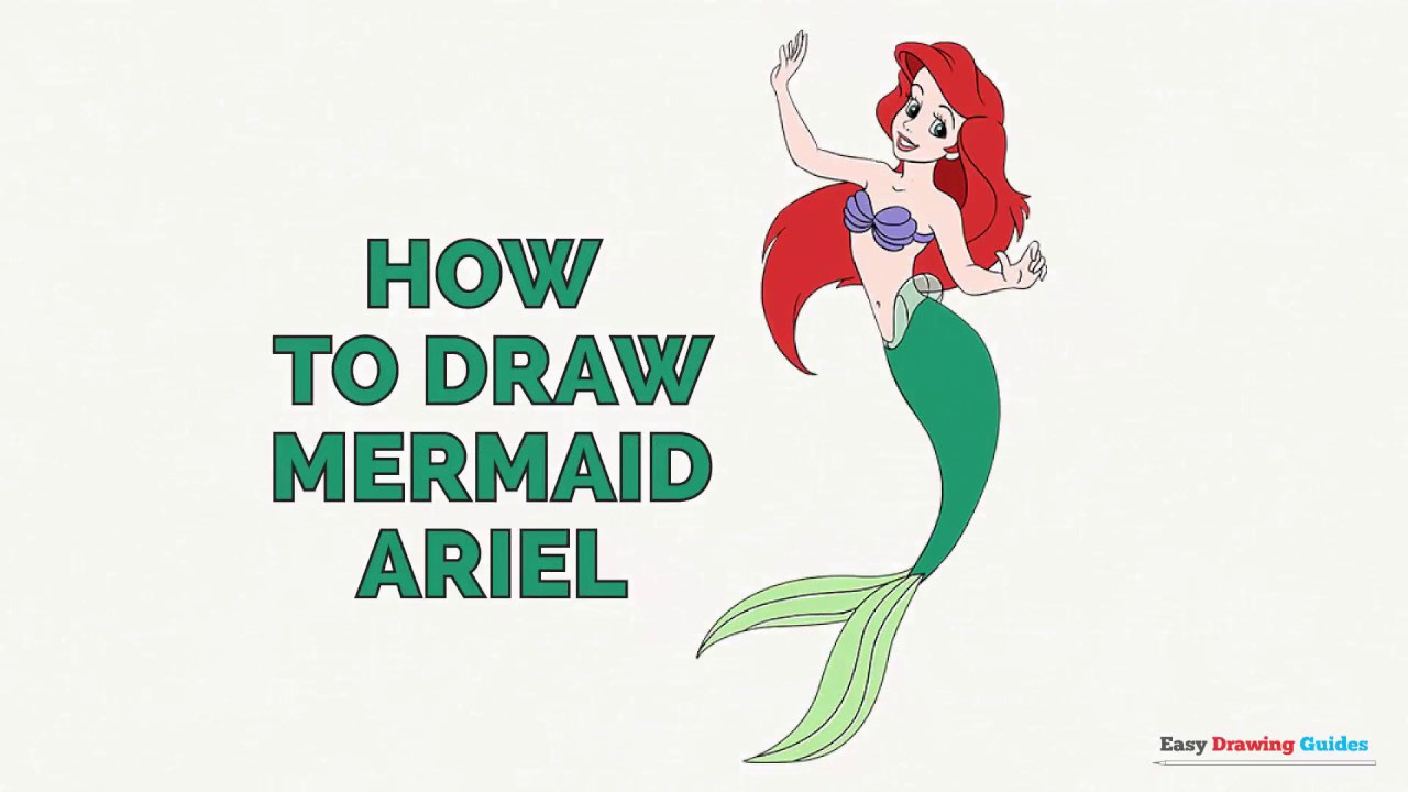 1280x720 Ariel Drawing Tutorial With How To Draw Mermaid Ariel Cute - Ariel Drawing Easy