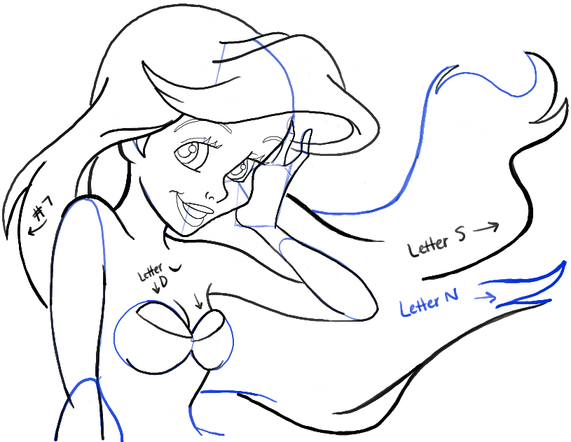 815x632 How To Draw Ariel From The Little Mermaid Step - Ariel Mermaid Drawing