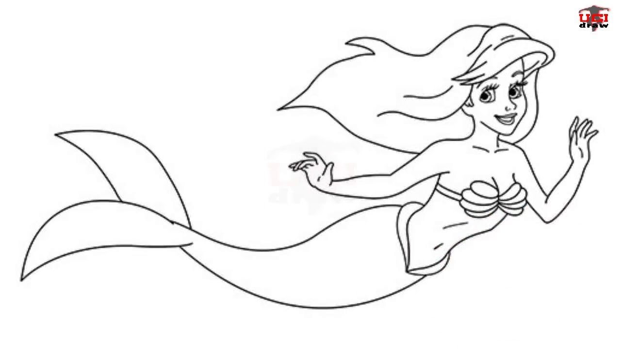 1280x720 How To Draw The Little Mermaid Step - Ariel Mermaid Drawing