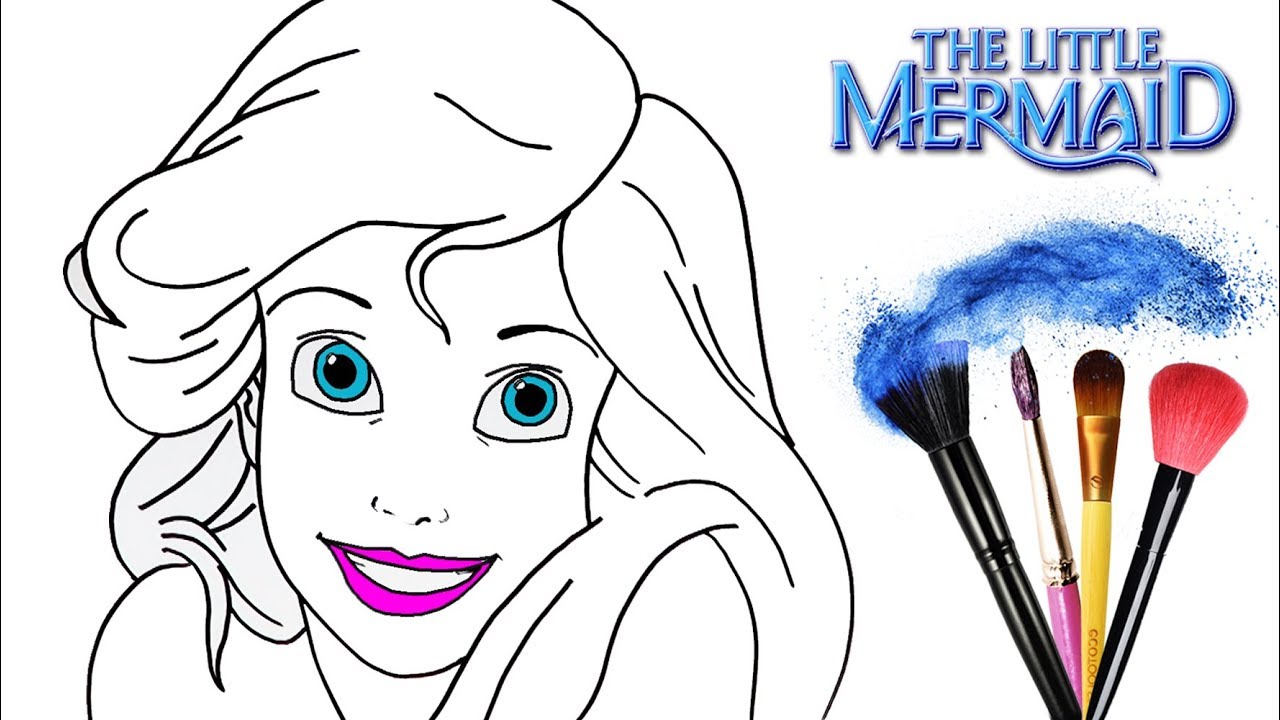 1280x720 How To Draw Color Ariel Princess Little Mermaid Drawing Makeup - Ariel Mermaid Drawing