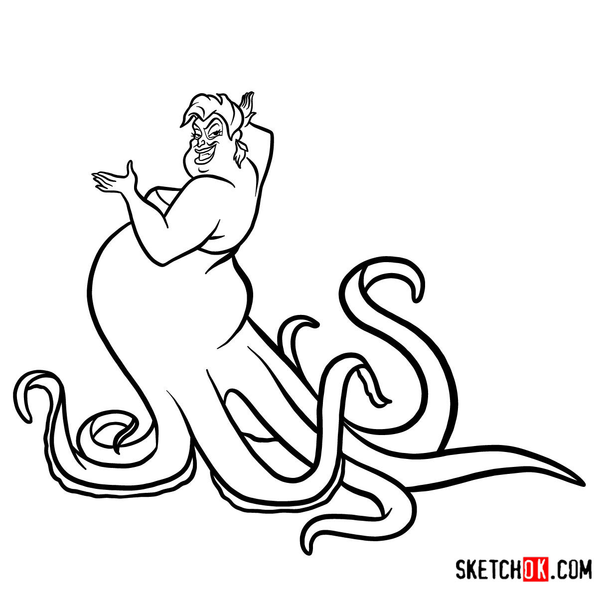 1200x1200 how to draw ursula the little mermaid - Ariel Mermaid Drawing