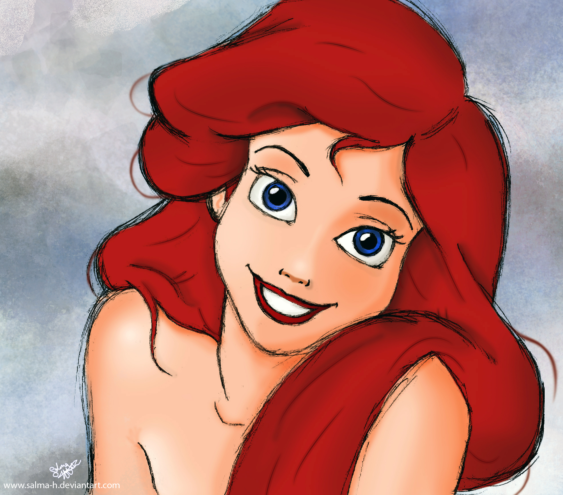 1969x1732 Ariel The Little Mermaid Drawing Chainimage - Ariel Mermaid Drawing