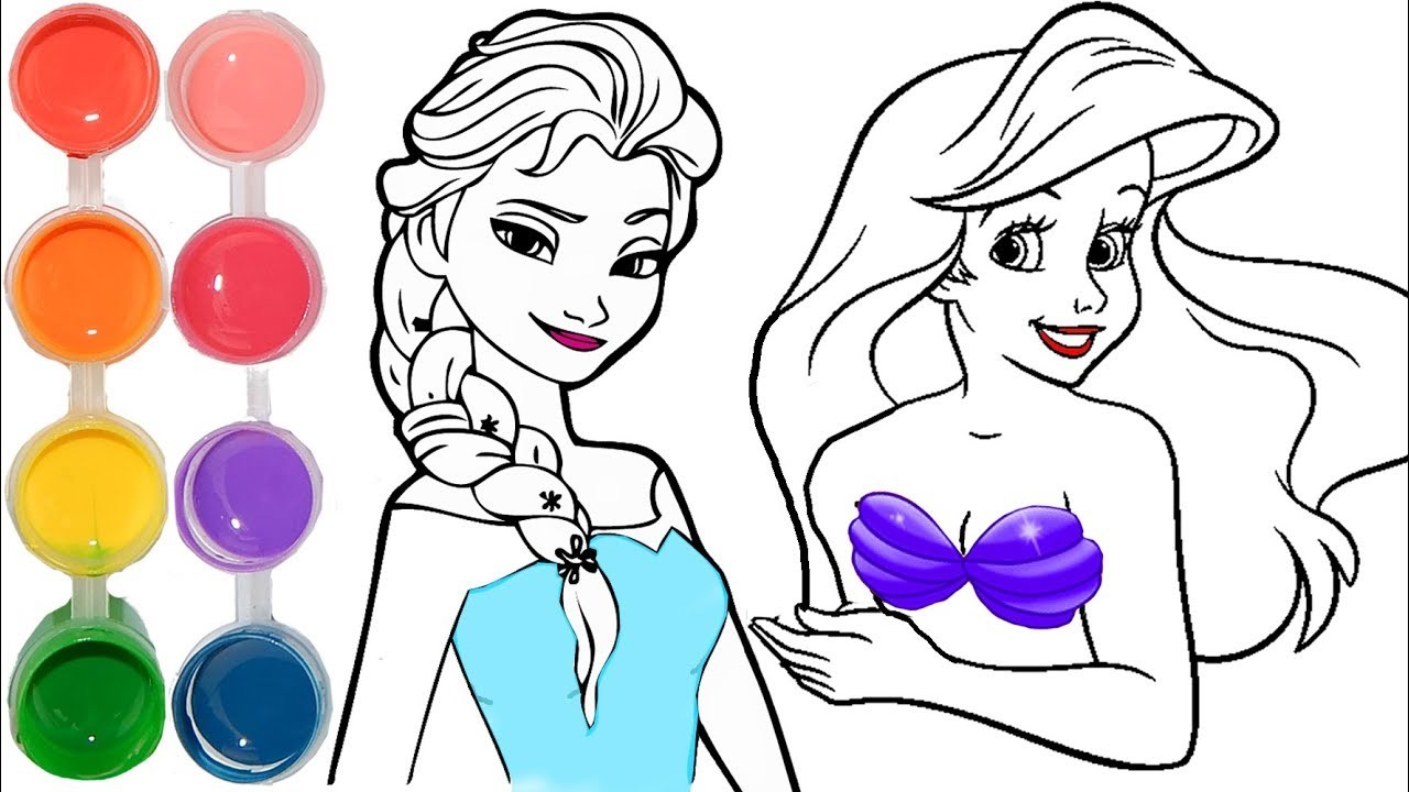 1280x720 How To Draw Color Frozen Elsa Ariel Princess, Drawing Disney - Ariel Princess Drawing