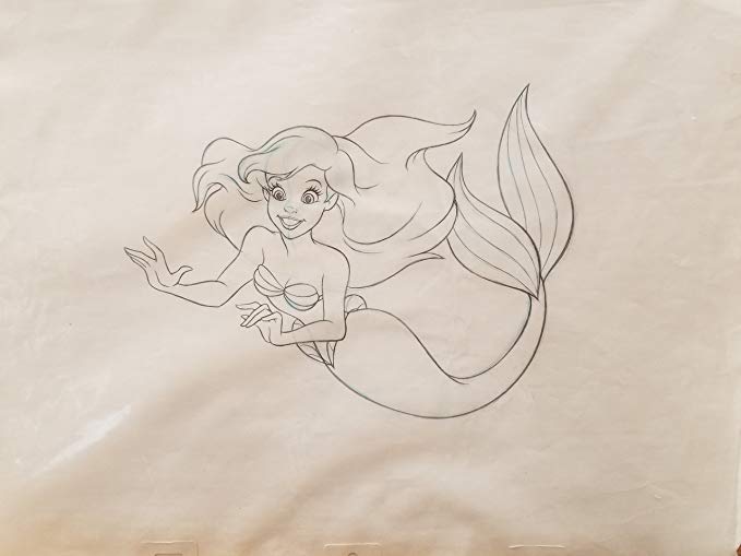 Ariel Disney Concept Drawing From Little Mermaid Swimming - Ariel The Littl...