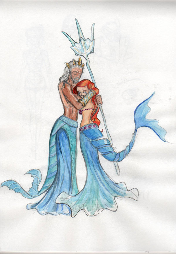 600x866 The Little Mermaid On Broadway Images Drawing Of Triton And Ariel - Ariel The Little Mermaid Drawing
