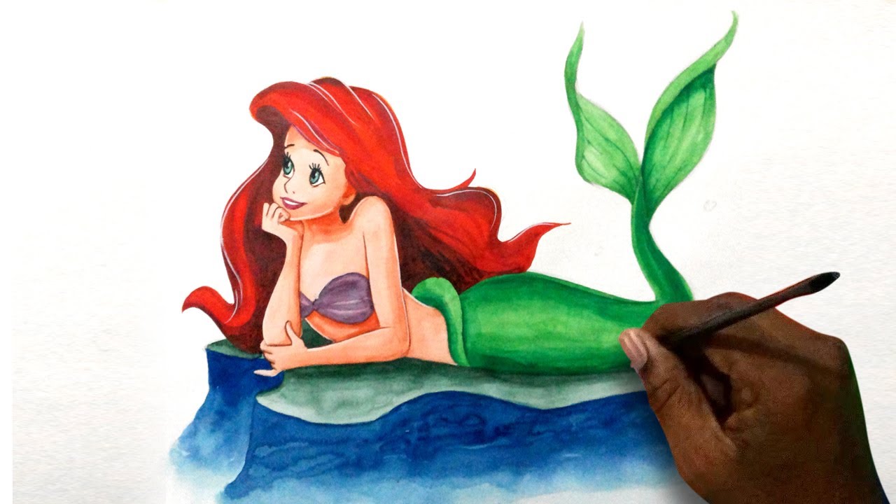 1280x720 How To Draw Ariel The Princess From The Little Mermaid - Ariel The Little Mermaid Drawing