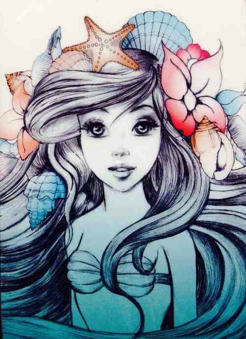 500x689 The Little Mermaid Discovered - Ariel The Little Mermaid Drawing