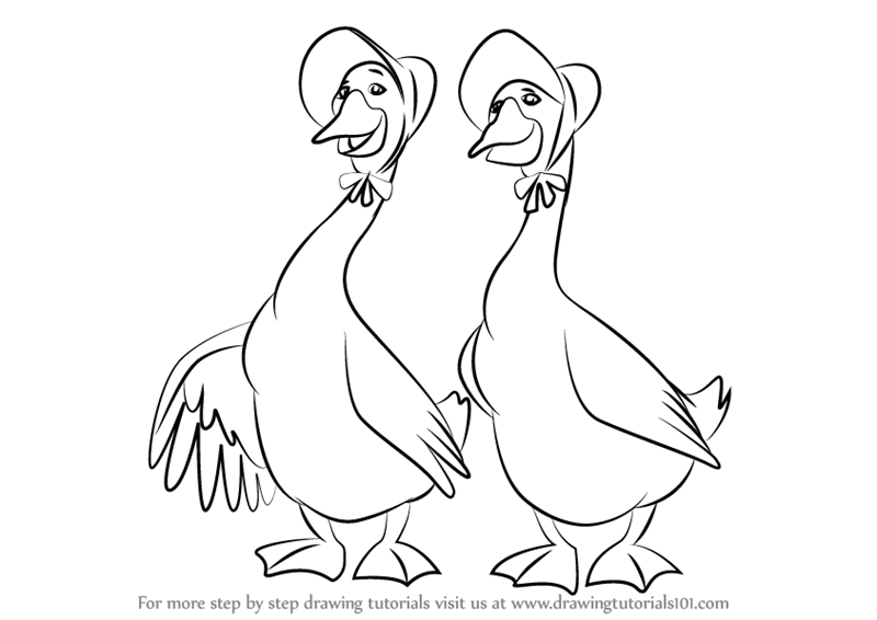 800x566 Learn How To Draw Abigail And Amelia Gabble From The Aristocats - Aristocats Drawing