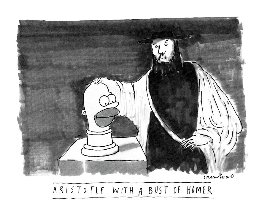900x724 aristotle with a bust of homer - Aristotle Drawing