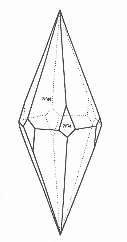 413x782 crystal drawing of hydrocerussite, mammoth saint anthony mine - Arizona Drawing