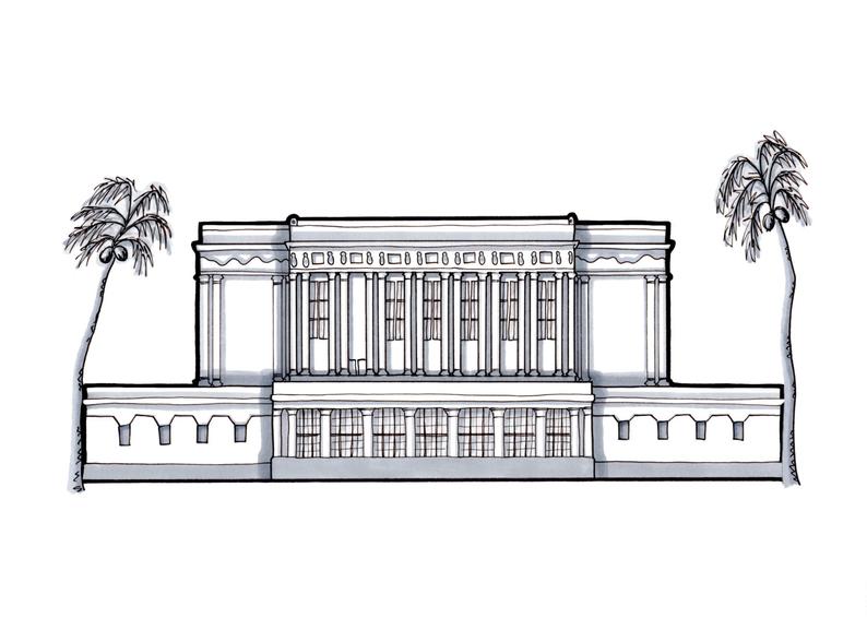 794x577 mesa arizona temple drawing lds temple print architectural etsy - Arizona Drawing
