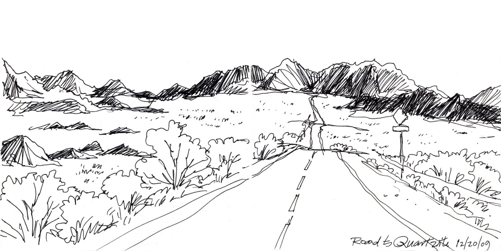 1600x803 works in progresson location drawing on location in the desert - Arizona Drawing