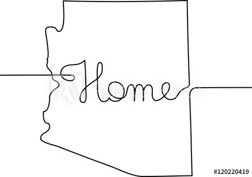 500x351 continuous line drawing of arizona home sign - Arizona Drawing