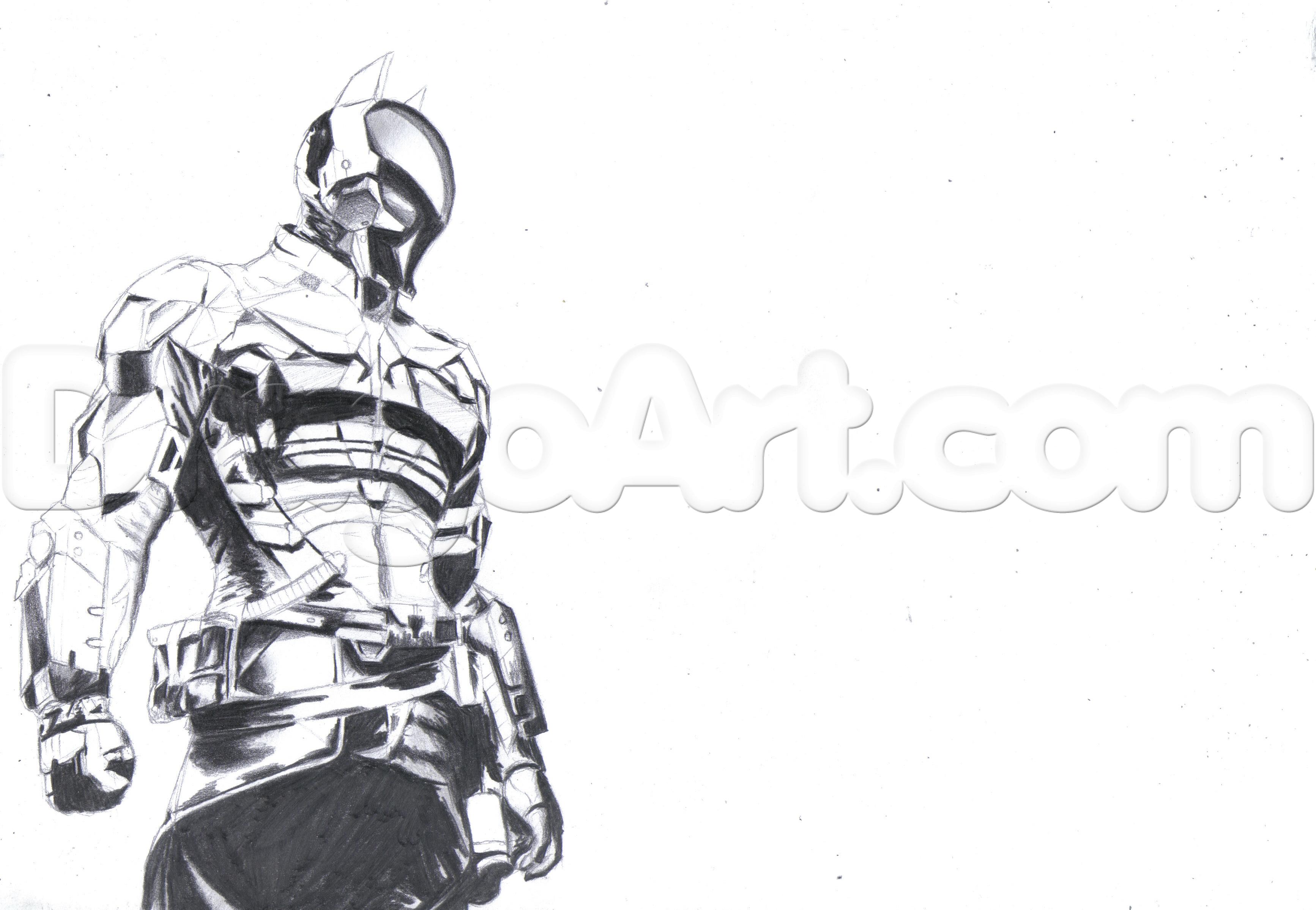 3467x2398 how to draw the arkham knight, batman arkham knight, step - Arkham Knight Drawing
