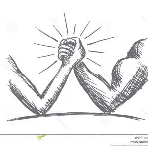 300x300 stock illustration hand drawn arm wrestling strong weak vector - Arm Wrestling Drawing