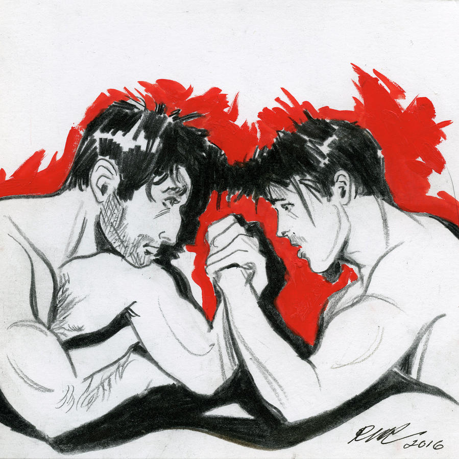 899x900 Tension Drawing - Arm Wrestling Drawing