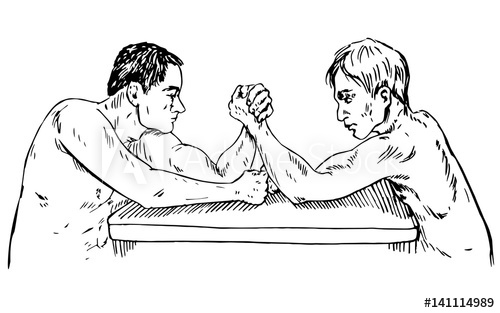 500x313 The Men - Arm Wrestling Drawing