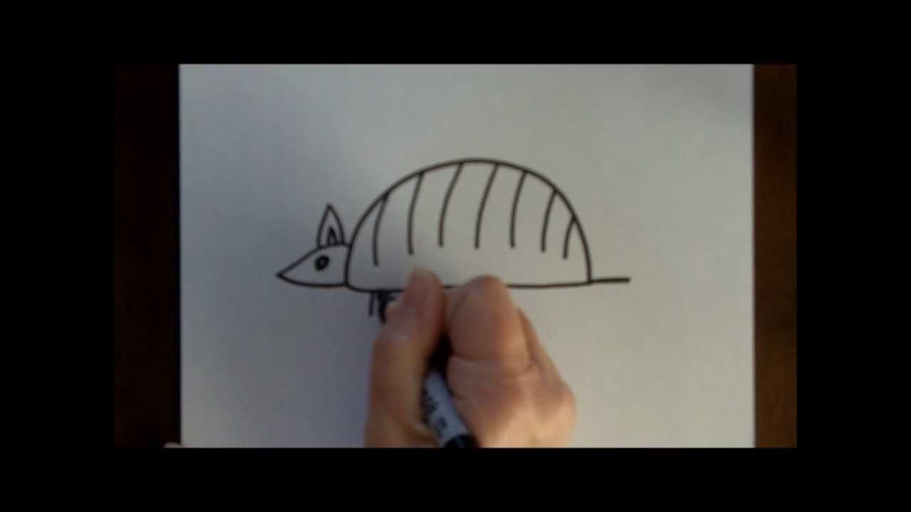 1280x720 How To Draw An Armadillo Cartoon Simple Drawing Tutorial - Armadillo Drawing