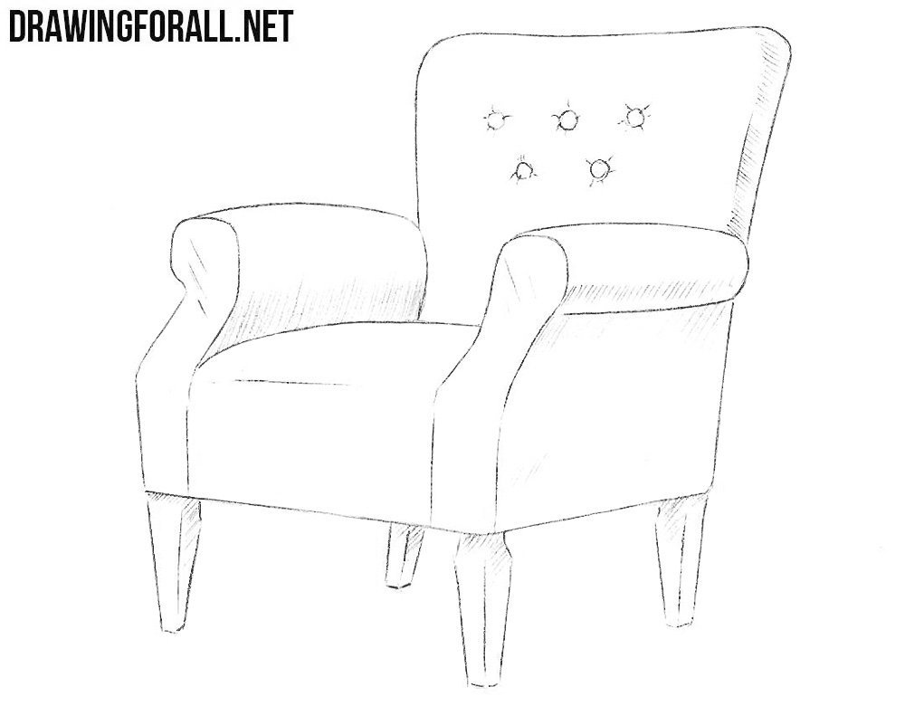 1000x780 armchair drawing step - Armchair Drawing