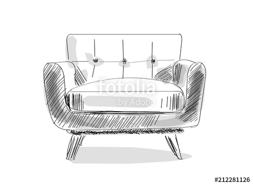 500x366 armchair sketch hand drawn chair vector furniture illustration - Armchair Drawing