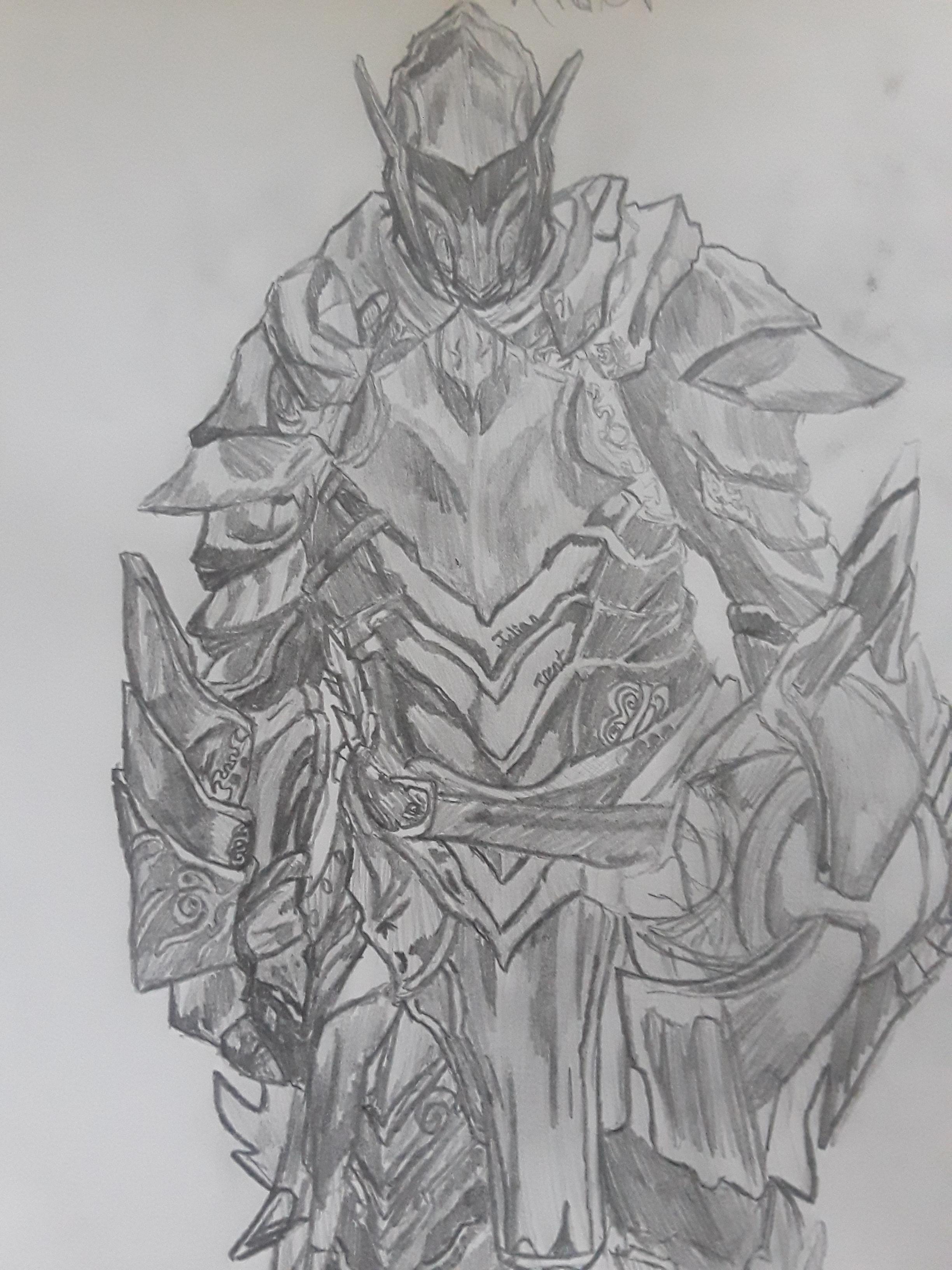 2448x3264 ebony armor drawing that took about an hour skyrim - Armor Drawing