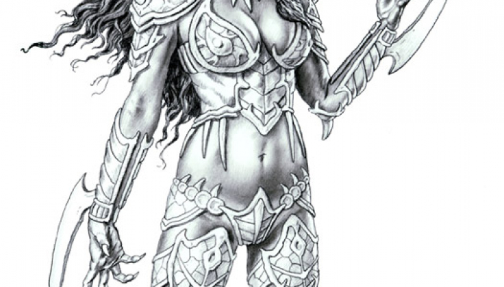 736x420 jame in ivory armor drawing clyde caldwell online - Armor Drawing