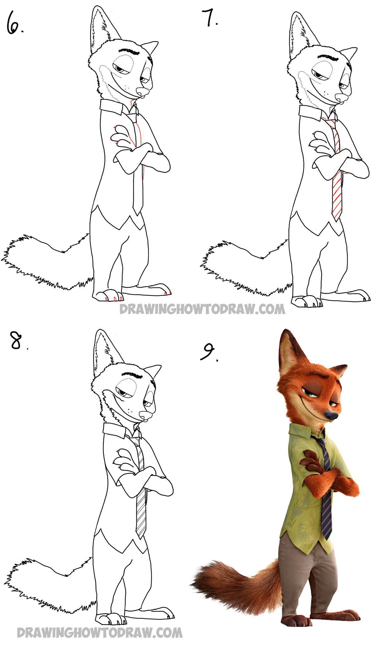 1200x2068 how to draw nick wilde from zootopia - Arms Crossed Drawing Reference
