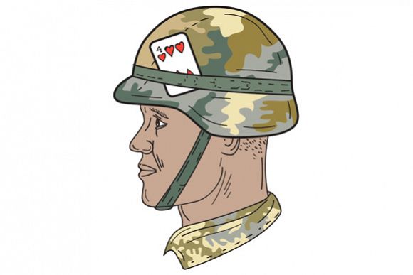 580x387 African American Us Army Soldier Helmet Playing Card Drawing - Army Drawing Pictures