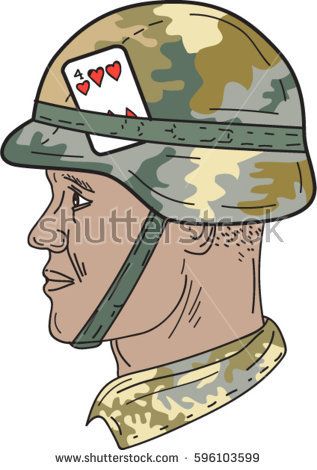 317x470 Drawing Sketch Style Illustration Of African American Soldier - Army Hat Drawing