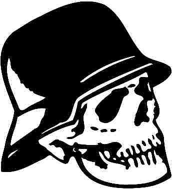 346x378 Skull Army Helmet Car Decal - Army Helmet Drawing
