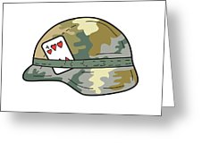 226x170 Us Army Helmet Of Hearts Playing Card Drawing Greeting Card - Army Helmet Drawing