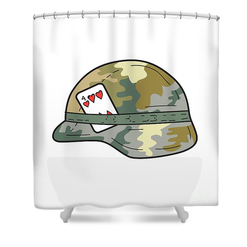 800x800 Us Army Helmet Of Hearts Playing Card Drawing Shower Curtain - Army Helmet Drawing