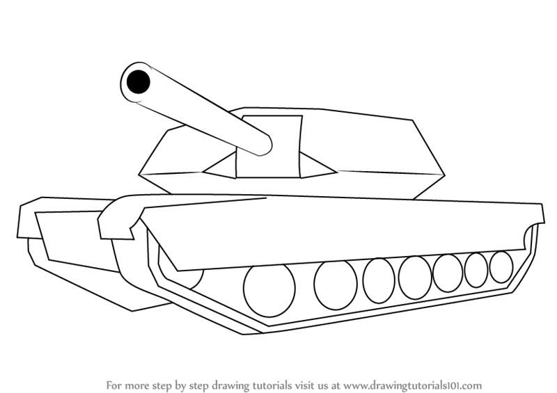 Learn How To Draw A Simple Tank - Army Tank Drawing. 