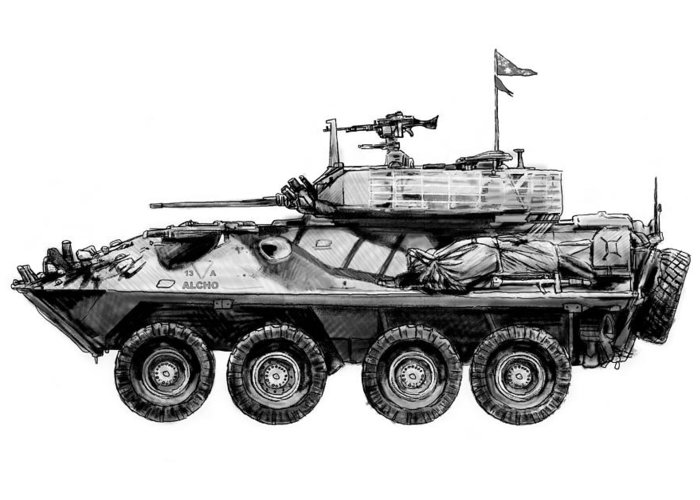 700x500 Army Tank Drawing Art Poster Greeting Card For Sale - Army Tank Drawing