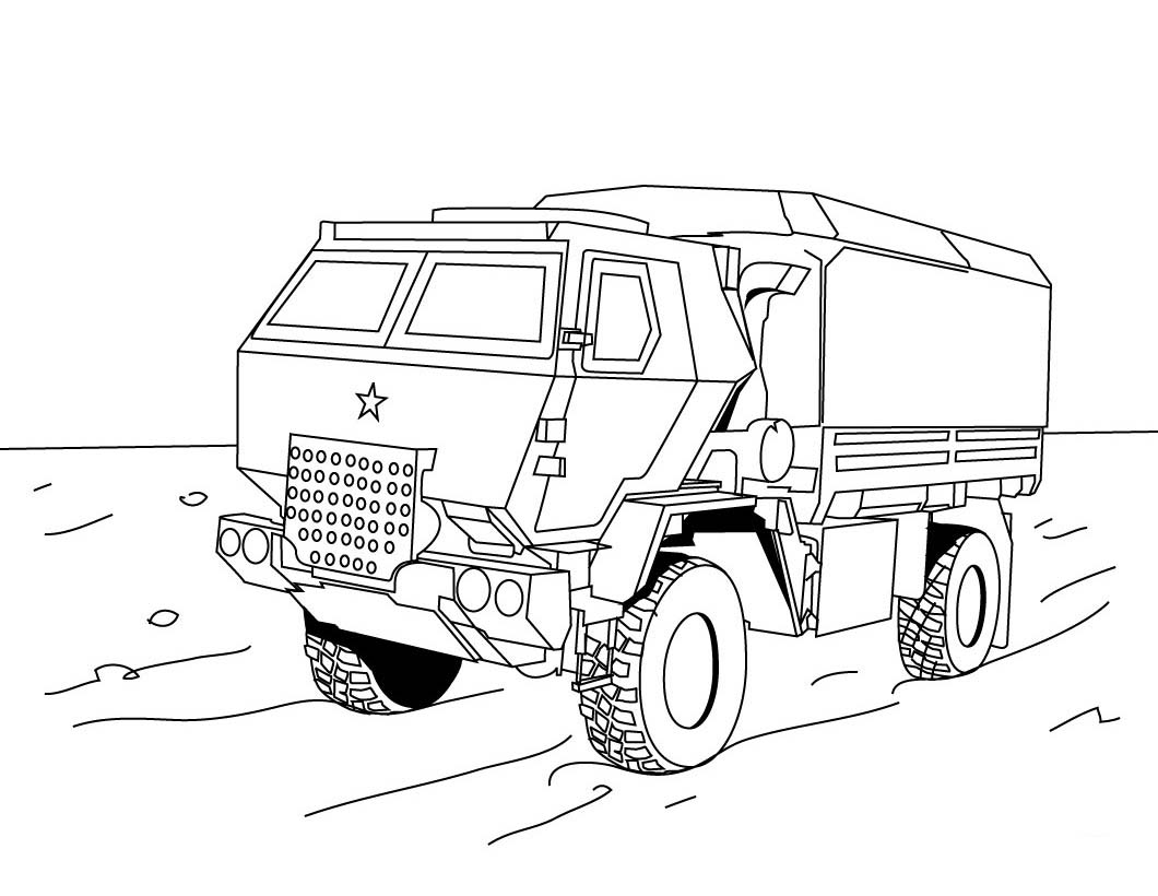 1060x820 Truck Coloring Pages Army Truck - Army Truck Drawing