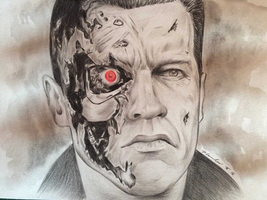 1024x768 Arnold Schwarzenegger Terminator Drawing Drawing Skill - Arnold Drawing
