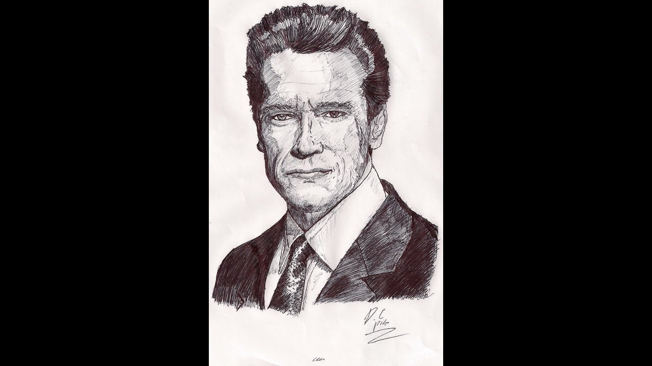 1280x720 How To Draw Arnold Schwarzenegger Drawing,black Pen David Coutts - Arnold Schwarzenegger Drawing