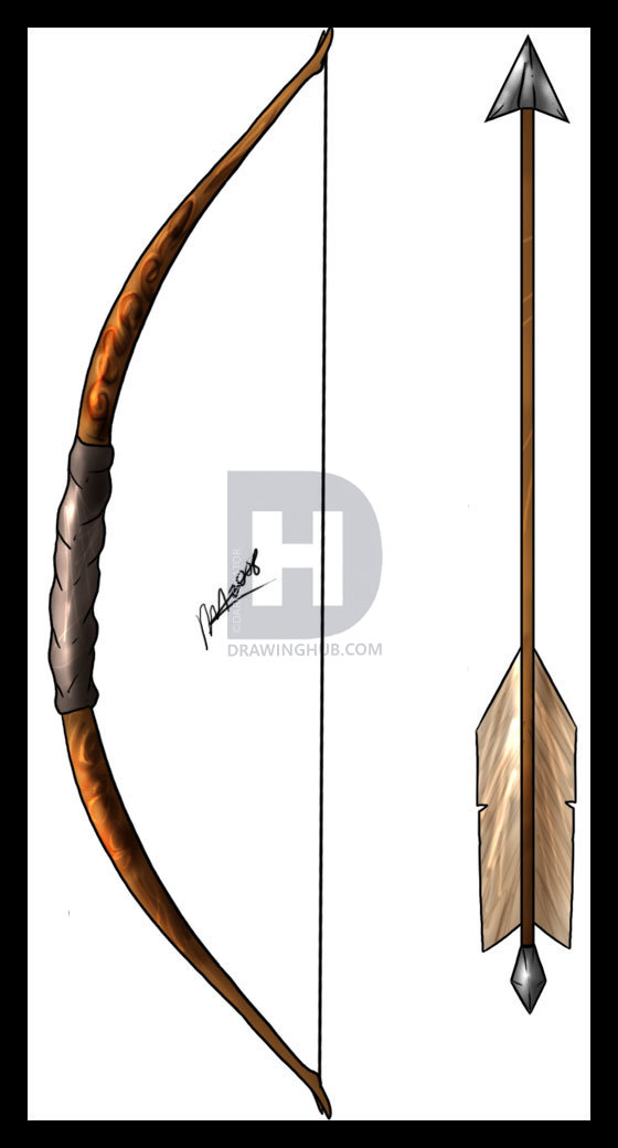 560x1040 How To Draw A Bow And Arrow, Step - Arrow Drawing
