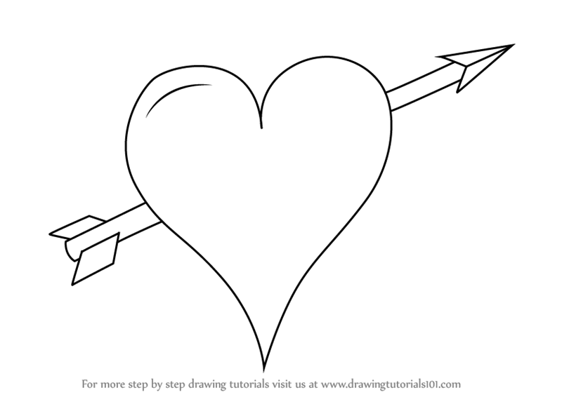 800x566 Learn How To Draw Heart With Arrow - Arrow Drawing