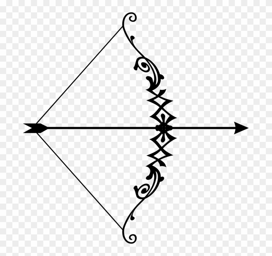 880x830 Bow And Arrow Silhouette Line Art Black And White - Arrow Line Drawing