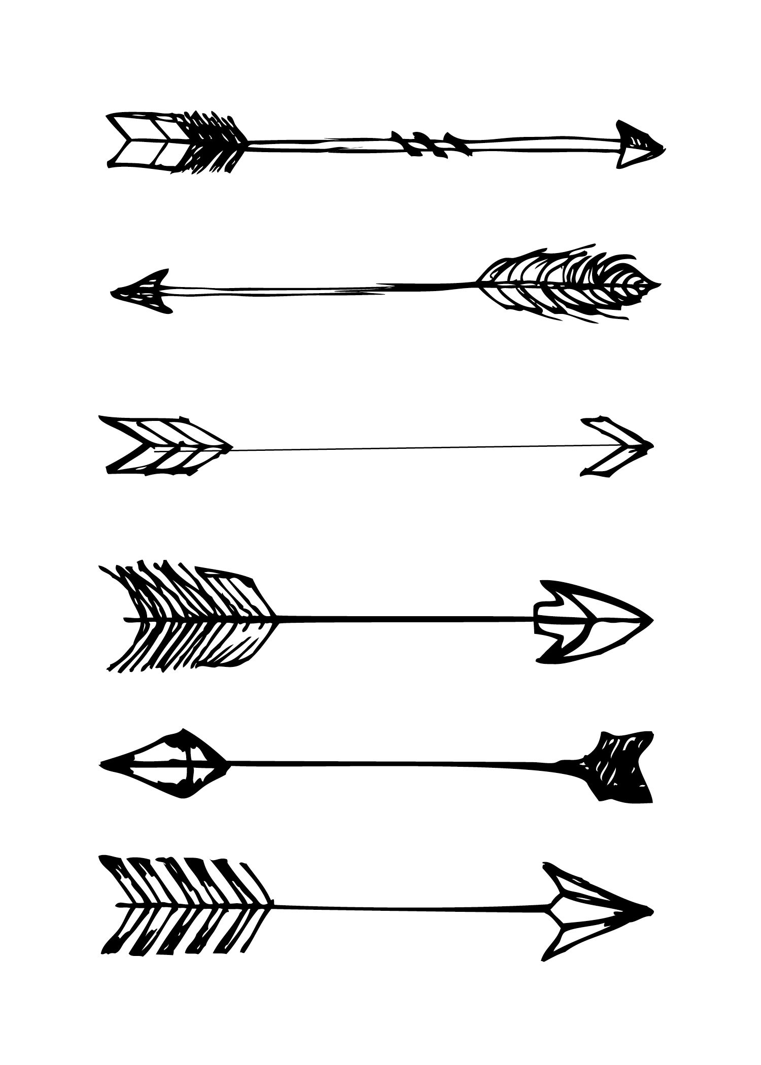 1500x2100 Free Printable Scrapbooking Scraps Art - Arrow Line Drawing