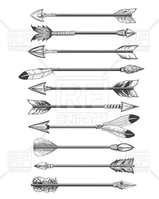 320x400 Hand Drawing Ethnic Arrows Vector Image Of Silhouettes, Outlines - Arrow Line Drawing